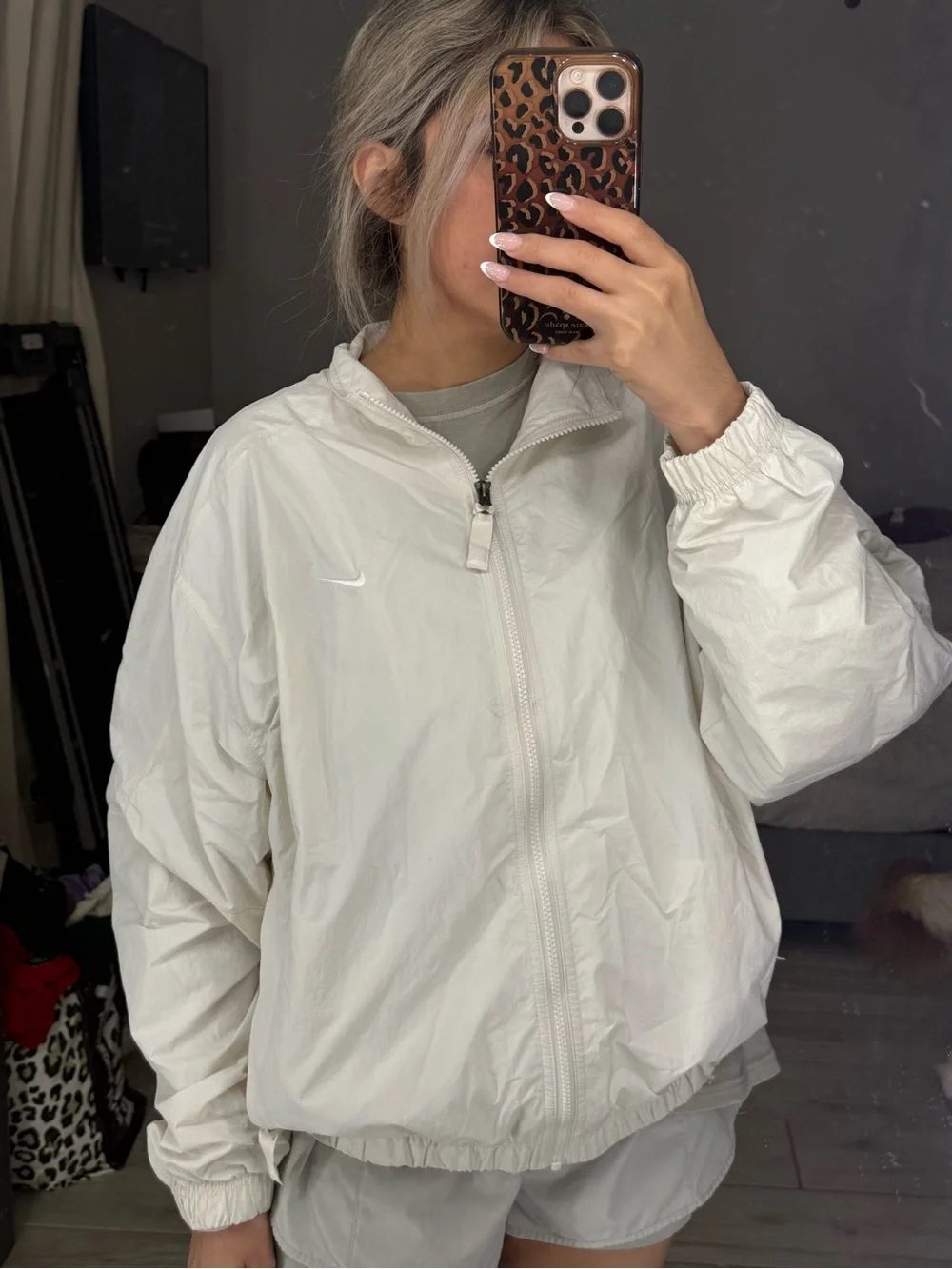 Nike White Windbreaker Jacket
